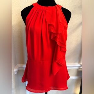 Elegant Red Ruffle Halter Top